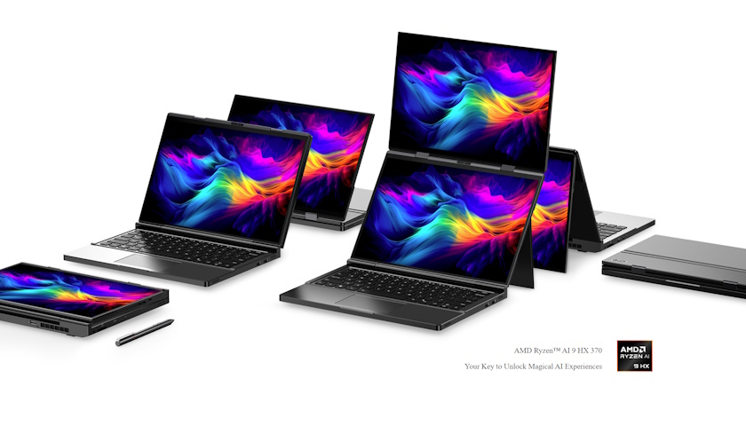 Dvouobrazovkový notebook OLED s procesorem AMD
