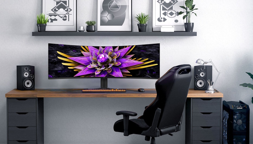 Ultra široký 57“ Dual 4K QD-Mini LED herní monitor